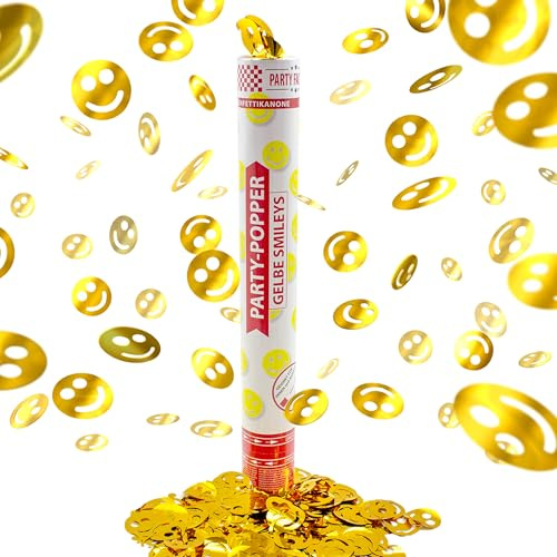Party Factory 1 Party Popper, 40 cm, Smileys, Konfettiregen für Hochzeit, Geburtstag oder Silvester