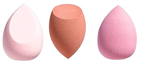 XMOSNZ Makeup Sponge Sets 3pcs Foundation Blending Sponge Latex Free and Vegan Makeup Sponges Eponge Maquillage with a Storage Case (3PCS, Pink)