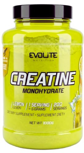 Kreatinmonohydrat 1kg - Taurin Kreatinpulver, Pre-Workout -200 portioner - Perfekt lösligt, veganskt & mikroniserat, 6 månaders förbrukning - Evolite Nutrition | Kreatin med smak, kreatpulver, perfekt löslig, vegansk och mikroniserad, 6 månaders lager