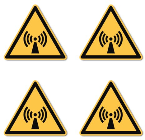 Warnung vor nicht ionisierender Strahlung: W005 - DIN EN ISO 7010 / ASR A1.3 - Aufkleber: 10 cm, 4 Stück