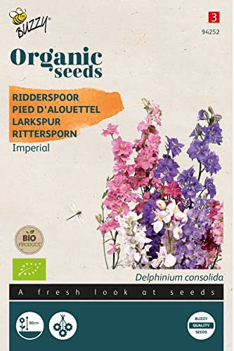 Buzzy Organic Larkspur Imperial (BIO) - Flower Seeds | Majestic Towers of Blooms for Grand Garden Displays
