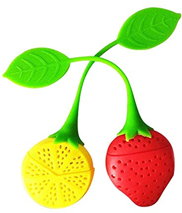 NIWWIN 2 Packungen Silikon-Tee-Ei, Zitronen-Erdbeer-Form, wiederverwendbar, Siebbeutel mit Griff, ideal für lose Blätter, Kräuter- und Grüntee-Filter, Geschenk für Teeliebhaber