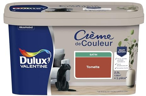 Dulux Valentine Crème de Couleur - Peinture multi-supports intérieure - Satin Tomette 2,5 L