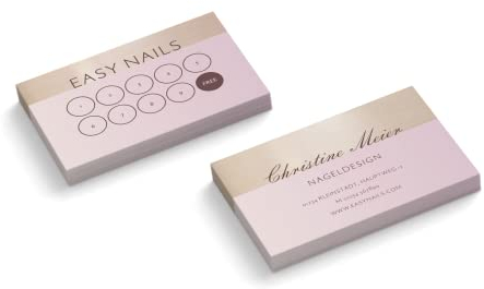 Bonuskarten personalisiert | Nageldesign | 2-seitig | Querformat | Menge + Farbe zur Auswahl | Treuekarten | Stempelkarten | Nagelstudio | Fußpflege | Wellness | Kosmetik (Rosa, 50 Stück)
