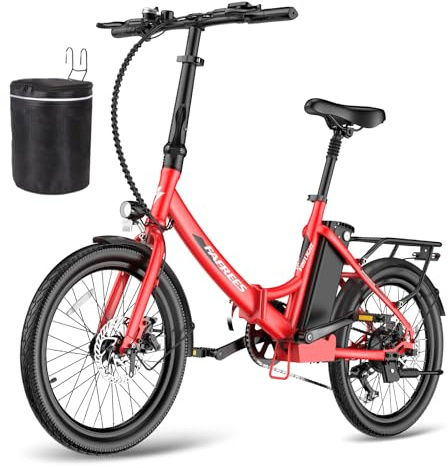 Fafrees E-Bike Klapprad 20 Zoll, Elektrofahrrad Ebike Herren 36V 16.75Ah Akku, E-Fahrrad Damen 250W, Pedelec 25km/h, Reichweite bis zu 130 km, F20 Light (Fahrradkorb, Rot)