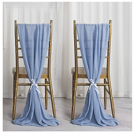 Yurosiay 2 Stück Hochzeit Stuhlhussen Stuhlschleifen Chiffon Romantisch Tüll Stuhlbezug Chiffon Stuhlschärpen Hochzeit Gangstuhl Deko Tüll Schleife Stuhl für Hochzeit Blau 30X300Cm | Weich Fallender Chiffon Stuhlschleifen Band für Hochzeit, Trauung, Bankett & Party, 3 Breiten und 12 Farben zur Auswahl