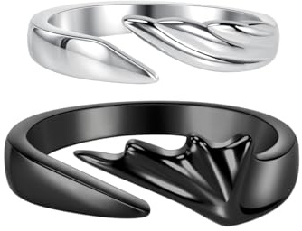 Vxddy Anillos Parejas Alianzas Boda Promesa Pareja Anillo Angel y Diablo Ajustable Plata de ley Compromiso Casar Él y su Joyería Regalo