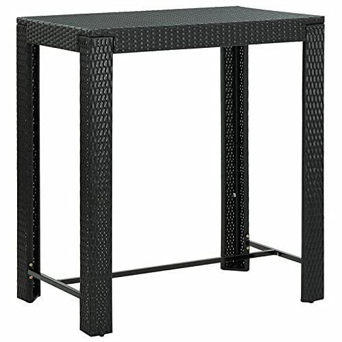 Homgoday Garten Bartisch Bistrotisch Gartentisch Balkontisch Terrassentisch Stehtisch Bistrotisch Garten Esstisch Partytisch Bistrotisch Schwarz 100x60,5x110,5 cm Poly Rattan