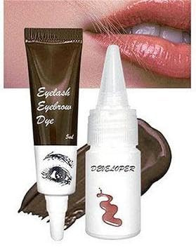 Tinta per Sopracciglia e Сiglia con Сheratina, Tinta per Sopracciglia kit，Colorazione Permanente per Sopracciglia e Сiglia, con Olio di Argan e Olio di Ricino (Marrone scuro)