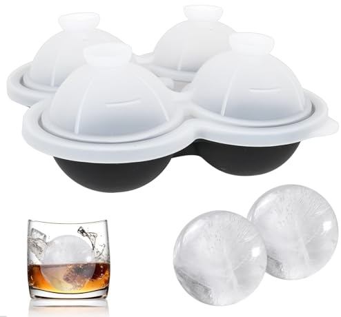 Ice Ball Mould, Large Ice Cube Moulds, Sphere Round Ice Ball Maker Mold for Chilled Cocktails, Whiskey, Bourbon & Homemade Juice