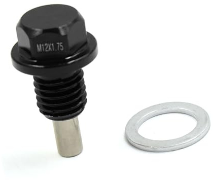 A ABSOPRO Vite di scarico dell'olio motore magnetica per carter M12 x 1.75 in lega di alluminio nero