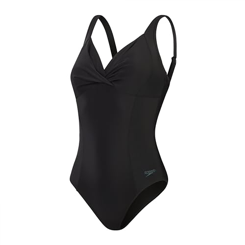 Speedo Women's Shaping Cross Knot One Piece Swimsuit | Shapewear | Beach and Holiday Swimwear, Black, S