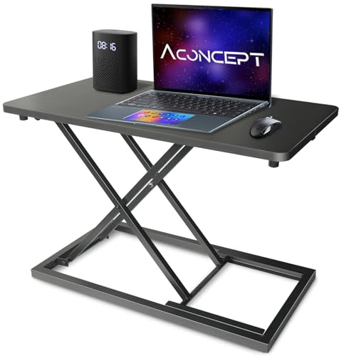 Aconcept Extra schmaler Stehtisch-Konverter, 61 x 35 cm, manuell höhenverstellbar, Holz, für Monitor oder Laptop-Arbeitsplatz