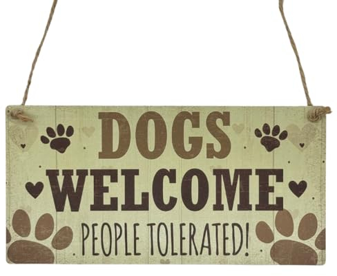 Second Ave Dogs Welcome People Tolerated Animal Pet Lover Wooden Hanging Rectangle Gift Sign Plaque