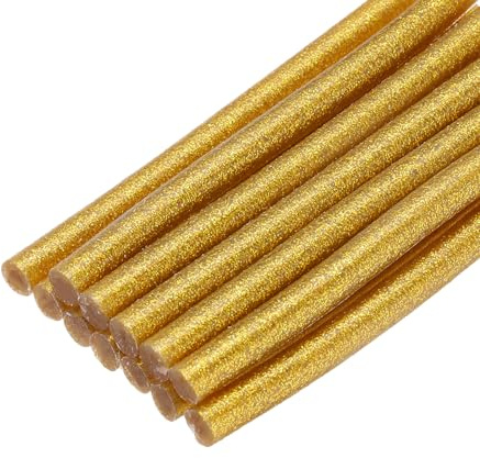 sourcing map Mini Hot Glue Sticks 7x100mm Glitter Gold 12pcs | for Glue Gun