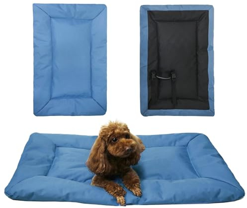 JIAMIAN cama perro Colchoneta Plegable para Perros, Cojín portátil para Perros, Lavable Impermeable Cama para Perros Grande, cama perro ortopedica (Azul )