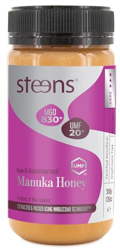Steens Miel de Manuka - MGO 830+ - 100% certifié Miel Manuka cru pur UMF 20+ - Mis en pot et scellé en Nouvelle-Zélande - Manuka Honey 500 g