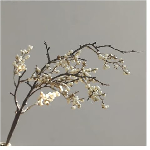 OXGQDTDQ MIUYTRN Weihnachten Beere Zweig Stechpalme Rote Kirsche Girlande Vase Home Decor Künstliche Früchte Gefälschte Flores DIY Blume cuicui(Bianco)