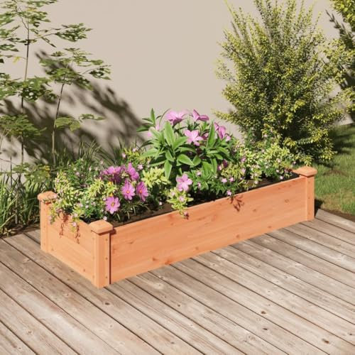 Hovothy Bancal alto con inserción, para plantas, bancal elevado, de madera, para el jardín, color marrón, 120 x 45 x 25 cm, madera maciza de abeto