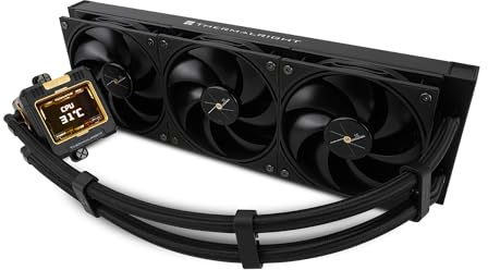 TR-FW360 Black CPU Water Cooler,3 PWM Fans Water Cooling System,IPS LCD Screen with 320 * 240 Resolution,for AMD/AM4/AM5&Intel LGA1851/1700,Computer 360 CPU Liquid Cooler for 2.4in IPS Display