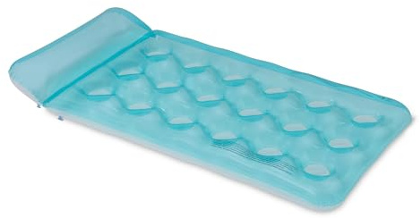 Amazon Basics Pool Float, Inflatable Pool Raft for Adults, Quick-Inflate Design, Blue, 153.9 x 79.5 cm