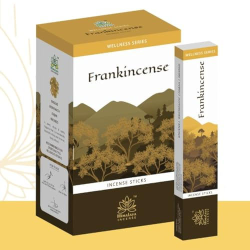 Himalaya Weihrauch Räucherstäbchen 12 x 15g - Frankincense Agarbatti Duftstäbchen für Pooja Raum, Meditation, Yoga, Entspannung | Spiritueller Indien mit Kajal Sticker