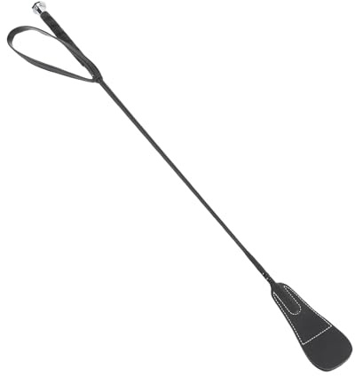 Läder Ridding Piska, Hästar Som Rider Pisk med Gummi Handledsband Palm, Tävlingsövning Som Eventionerar Längdåkning Av Hästkörning Hoppande Bat Hopp Stick (Svart)