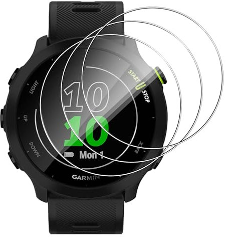 Lutree para Garmin Forerunner 55 Cristal Templado, 3 Piezas Dureza 9H HD Protector de Pantalla, Anti-Arañazo Sin Burbujas Vidrio Templado Película Protectora