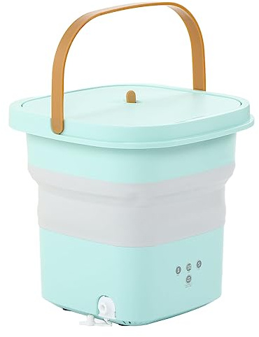 Luqeeg Piccola Lavatrice Pieghevole con Cesto di Scarico, Rondella di Lavanderia Mini di Viaggio Portatile Leggera con 3 modalità per Biancheria Intima, Calze, Vestiti per Bambini, Casa (Spina