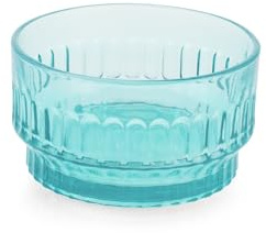 H&H Set 3 Coppette Atena in Vetro Lavorato Azzurro 12 cm – Impilabili – Lavabili in Lavastoviglie – Design Elegante