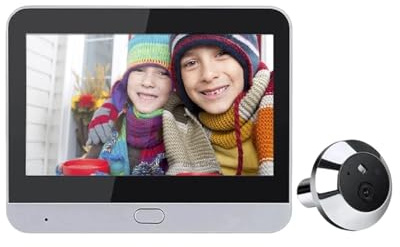 TIEOAXFT Mirilla WiFi de 4,3 Pulgadas, cámara de vídeo Inteligente con Mirilla WiFi 1080P, Timbre de vídeo con visión Nocturna de Seguridad for el hogar