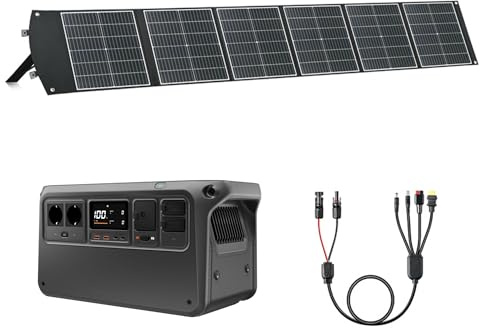 （Preparar adaptador MPPT por cuenta propia）DJI Power 1000 V2 - Estación de energía portátil (1024 Wh, 2600 W, con panel solar plegable de 200 W, generador eléctrico para camping/hogar/autocaravana).