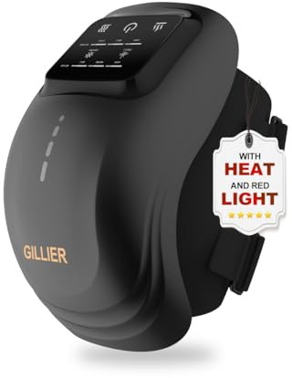 Masseur de genou intelligent avec chaleur, lumière rouge et thérapie de massage, 3 modes de vibration et 3 niveaux de chauffage, édition mise à jour 2025, masseur de genou LED Vitality Articles