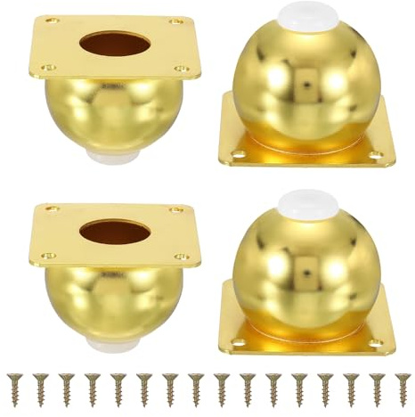 sourcing map Legs for Furniture Set of 4, Heavy Duty Metal Sphere Furniture Feet with Rubber Pads for Dresser, Sofa, Tables, Bed and Cabinet(2.36/60mm, Gold)