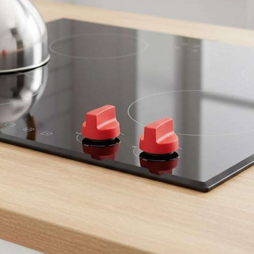 Pack of 6 50 mm Gas Stove Knobs for BBQ Flat Oven and Gas Cooking Appliance Burner Control Mechanisms (Black)