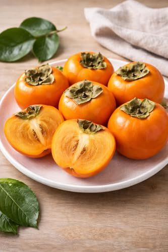 Diospyros kaki Vaniglia 160–200 cm – vanilj-Kaki kakiträd, vinterhård exotisk fruktväxt, söta aromatiska frukter, vinterhårt fruktträd för trädgård, terrass och hink, dekorativt Kaki-träd