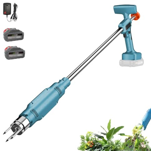 Désherbeur électrique sans fil avec 2 batteries - Largeur de travail de 30 cm - Solution efficace pour désherber la pelouse et le jardin