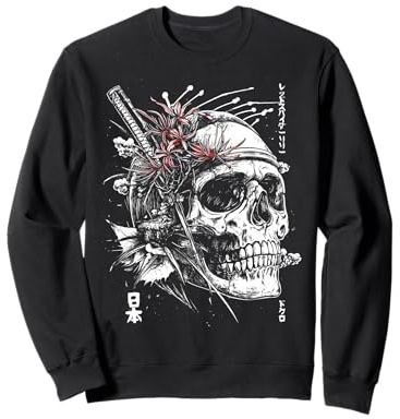 Rosso Ragno Giglio Fiore Cranio Scheletro Anime Giapponese Felpa