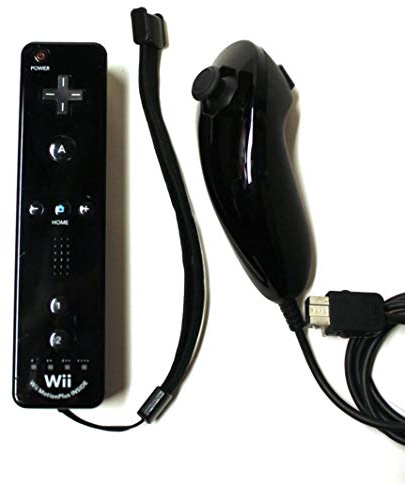 Official Nintendo Wii/Wii U Remote Plus Controller and Nunchuk Nunchuck Combo Bundle Set [Black] (Bulk Packaging)
