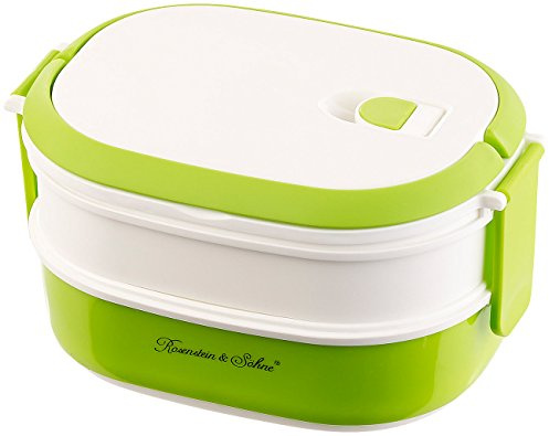 Rosenstein & Söhne Brotdose 2 Etagen: Lunchbox mit 2 Etagen und Tragegriff, Clip-Deckel, 700 ml (Mikrowellen Geschirr, Dosen mit Fächern, Brot)