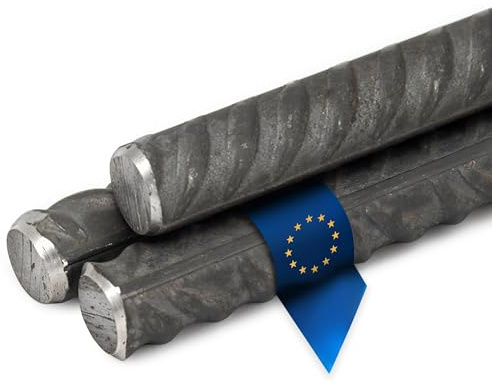 Stahl-Shop24-50x Baustahl Ø 10 mm 2000 mm - Moniereisen für Betonfundamente & Estrich - Gerippter Bewehrungsstahl nach DIN 488 - Betonstahl für Hausbau & Zaunbau - Verzinkbar & schweißbar