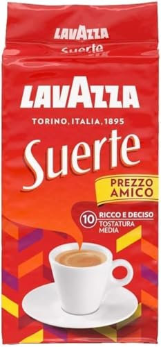 Ducomi Lavazza Suerte - Caffè Macinato per Moka - Robusta - Gusto Morbido e Intenso - Note di Legno e Tabacco - Intensità 10 - Tostatura Intenso - 250 g