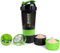 VECH Protein Shaker Bottle - Sports Water Bottle - Non Slip 3 Layer Twist Off 3oz Cups with Pill Tray - Leak Proof Shake Bottle Mixer- Protein Powder 16 oz Shake Cup with Storage (Green)