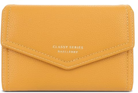 FORRICA Damen Geldbörse Elegant Kleine Brieftasche Reißverschluss Portemonnaie Multifunktion Kartenhalter Frauen PU Leder Geldbörsen Gelb