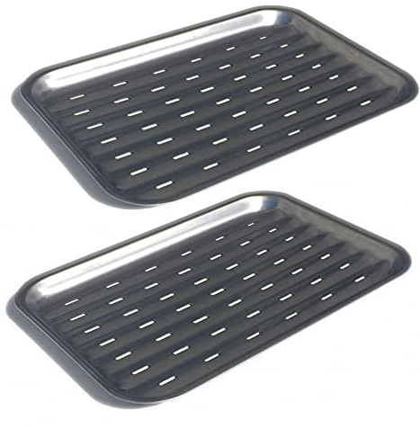 Grillfürst 2 x Wiederverwendbare Grillschale - Grillpfanne - Lochschale aus Edelstahl, rechteckig 24 x 34 cm