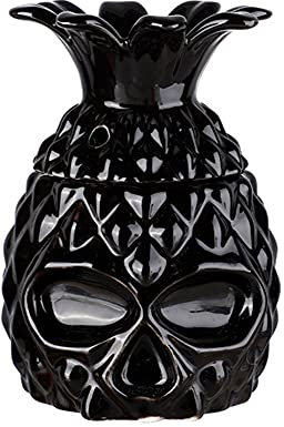 1 x Ananas-Oktopus-Cocktail-Tasse, hawaiianische Tiki-Tasse, Keramik, Wein-/Bierbecher, Cocktailglas, kreative Bar-Party, lustiger Kaffeebecher für Zuhause, Büro, Geschenk (schwarz)