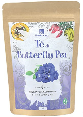 Erbavoglio Fiori di Butterfly Pea - 50 g - Integratore alimentare convenzionale - Infuso dal colore blu, ricco di antiossidanti, supporta la salute della pelle e migliora la concentrazione.