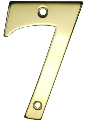 UAP House Numbers - 3 Inch Door Numbers Screw Fix For Front Door, Address Number Screw On For Doors And Gates, Letter Times Roman Font (Number 7, PVD Gold)