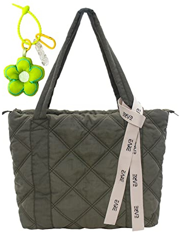 boshiho Damen Tasche mit Reißverschluss Nylon Gepolsterte Gesteppte Tragetasche Tote Bag Damen Große Kapazität Schultertasche Umhängetasche für Alltag Arbeit Büro Reisen Einkaufen Schule