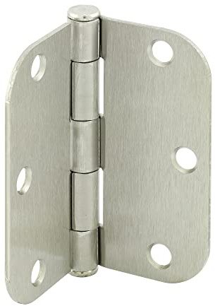 Prime-Line U 11508512 Door Hinge Residential Smooth Pivot, 3-1/2 in. x 3-1/2 in. with 5/8 in. Radius Corners, 3 Holes per Leaf with Screws, Satin Nickel Finish, .087 in. Gauge, Steel (12 Pack)